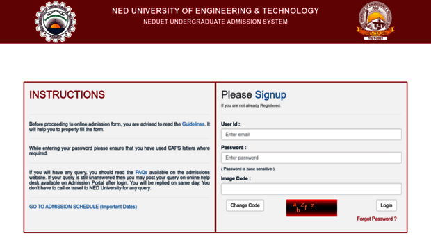 admissions.neduet.edu.pk