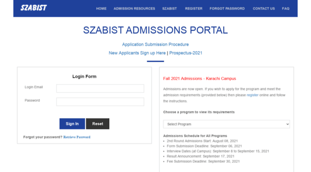 admissions.szabist.edu.pk