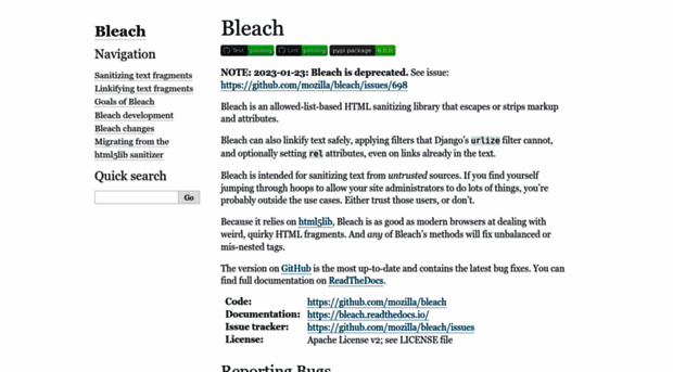 bleach.readthedocs.org