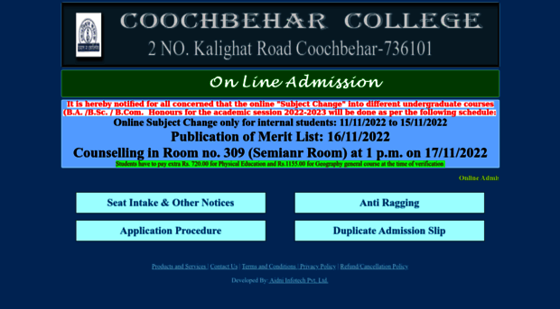 coochbeharcollegeonlineadmission.org.in