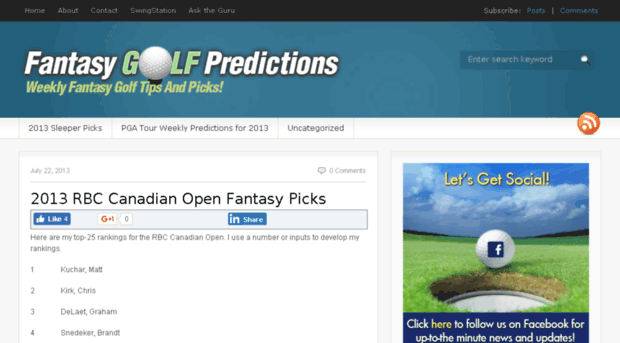 fantasygolfpredictions.com