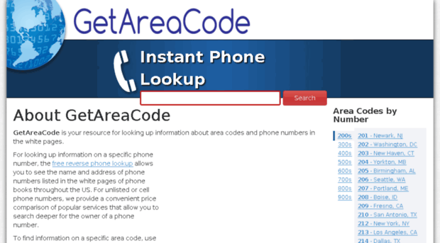 getareacode.com