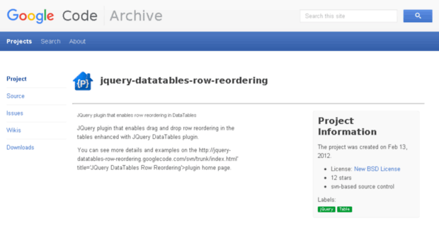 jquery-datatables-row-reordering.googlecode.com