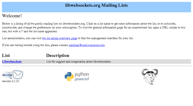 ml.libwebsockets.org