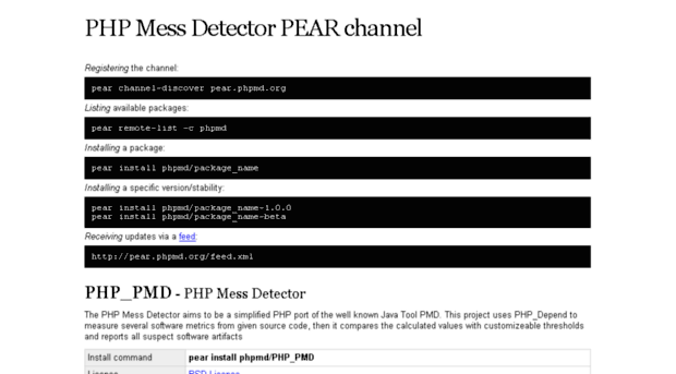 pear.phpmd.org