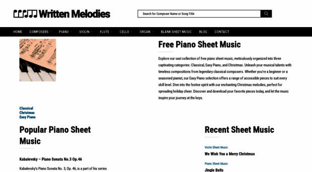 pianosheetmusic.writtenmelodies.com