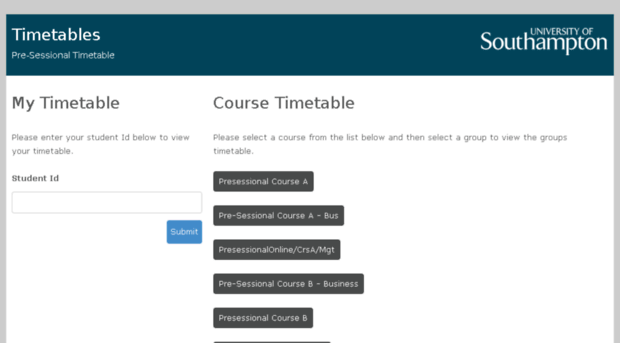 presessionaltimetable.soton.ac.uk