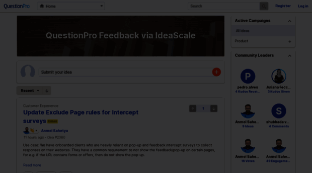 questionpro.ideascale.com
