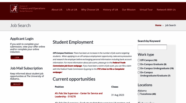 studentjobs.ua.edu