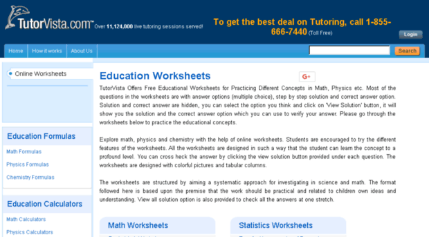 worksheets.tutorvista.com